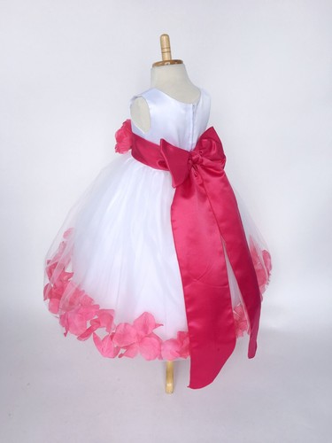 Flower Girl Dress Bridesmaid White Rose Petal Birthday Recital Pageant Easter 24 - 第 60/177 張圖片