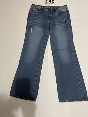 womens Justice jeans straight leg stretch size 14 1/2 blue jean