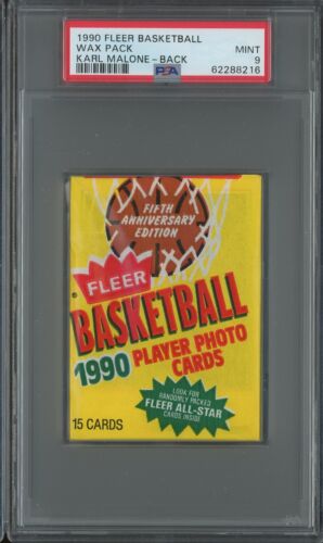 1990 Fleer Basketball SEALED Wax Pack PSA 9 MINT - Karl Malone on Back - Picture 1 of 1