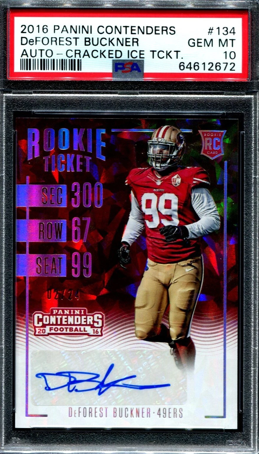 DeForest Buckner Panini Contenders #134 Autograph-Cracked Ice Ticket