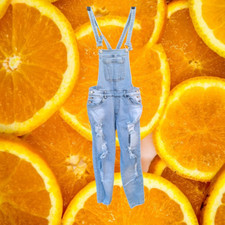 MD Distressed Denim Light Blue Jean Overall
