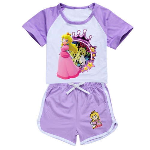 2024Kinder Shorts T-Shirt Set Loungewear Tuta da Allenamento Regalo Pigiama T-Shirt - Foto 18 di 32