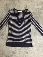 ANN TAYLOR LOFT Petites Sweater Sz XSP Black With White Stripes 3/4 Sleeve