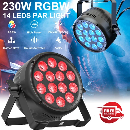 230W 14LED Par Can Beam Light RGBW DMX Disco Wedding Party DJ Stage Lighting