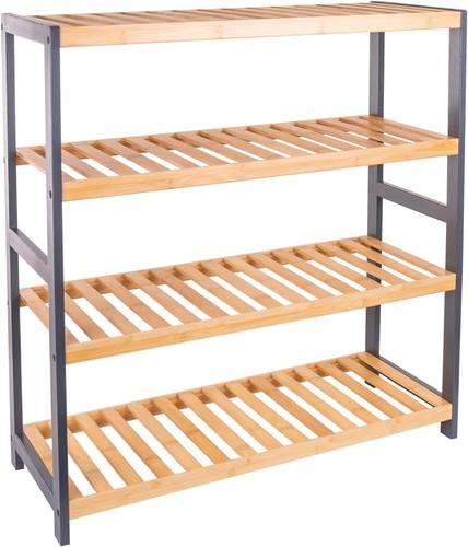 4 TIER BAMBOO SHOE RACK ORGANISER STAND STORAGE SHELF UNIT natural grey white - Picture 44 of 45
