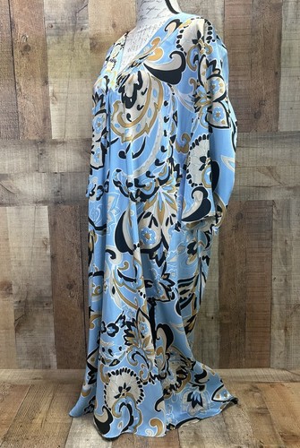 Zara Blue Floral Print Satin Tunic Dress 3/4 Sleeve Women’s Size Large NWT $69 - Picture 3 of 9