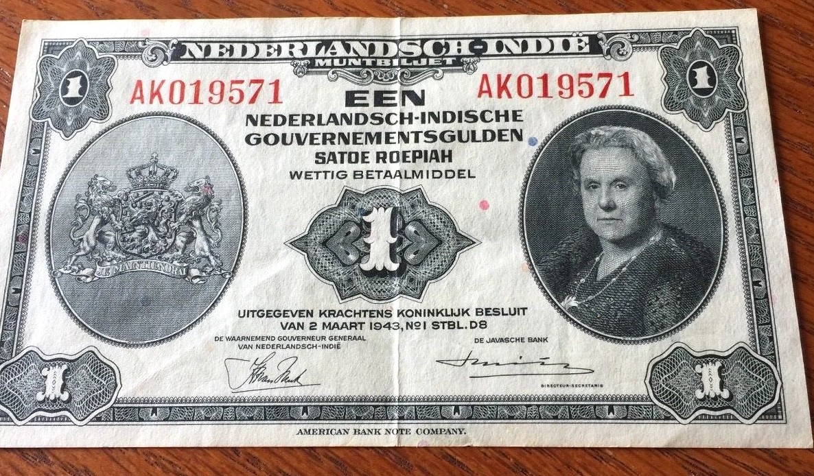 NEDERLANDSCH-INDIE 1943 Dutch Indies 1 Gulden | eBay