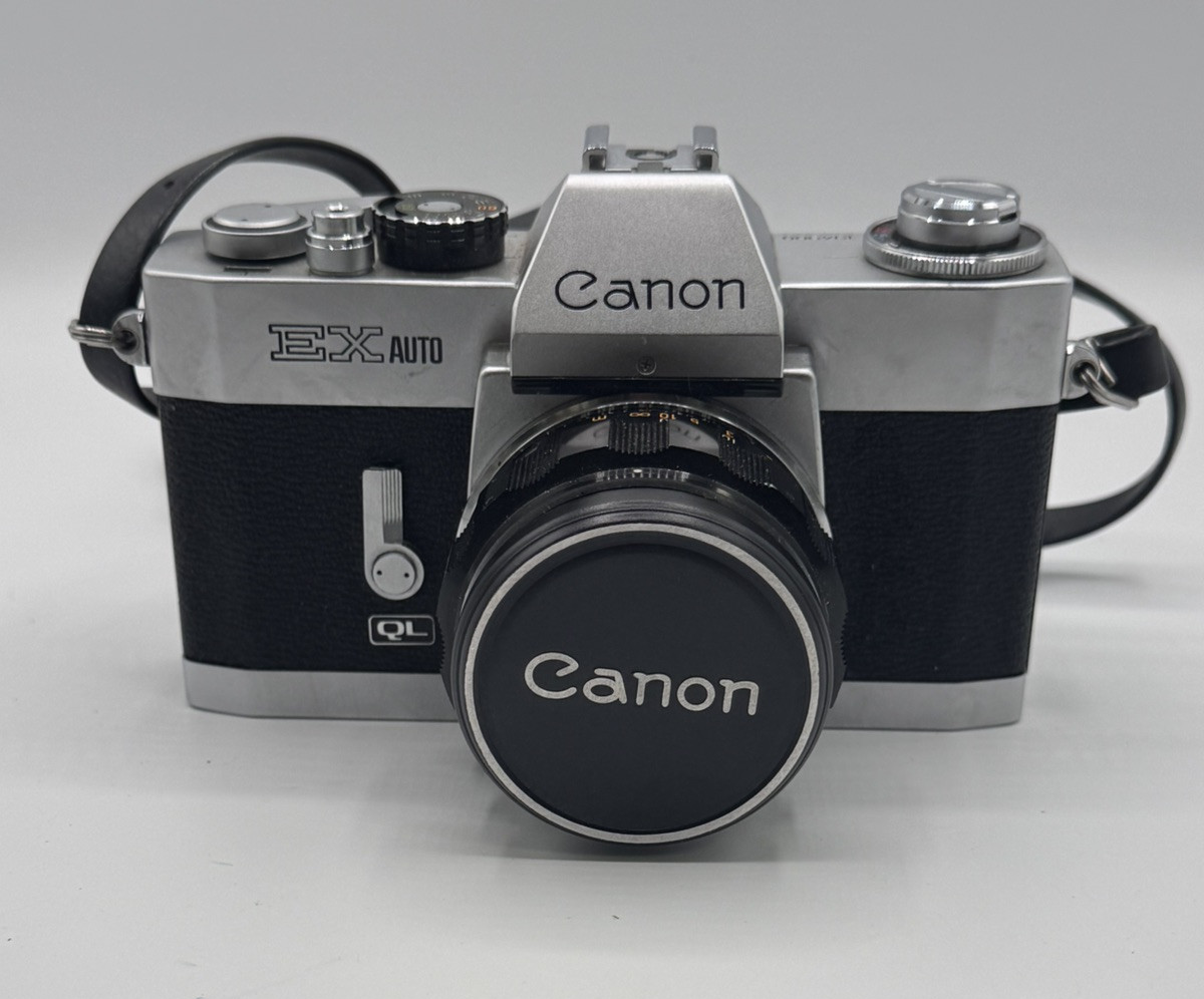 F1.8 Canon EX QL AUTO フィルムカメラ Canon EX Auto 35mm SLR Film Camera w/ EX 50mm f1.8 Lens Working