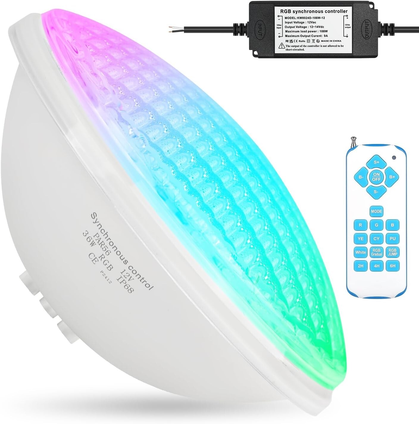 Projecteur piscine LED PAR56 KWODE 36W étanche luminaire subaquatique avec télécommande