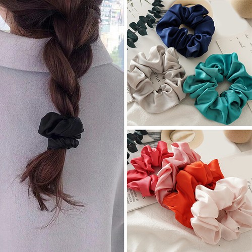 Women Lovely Satin Bright Color Hair Scrunchies Girls Hair Ties Ponytail Holder - Picture 1 of 23