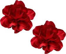 2Pcs 5In Dainty Satin Fabric Flower Brooch Extra Large Rose Camellia Flower Broo