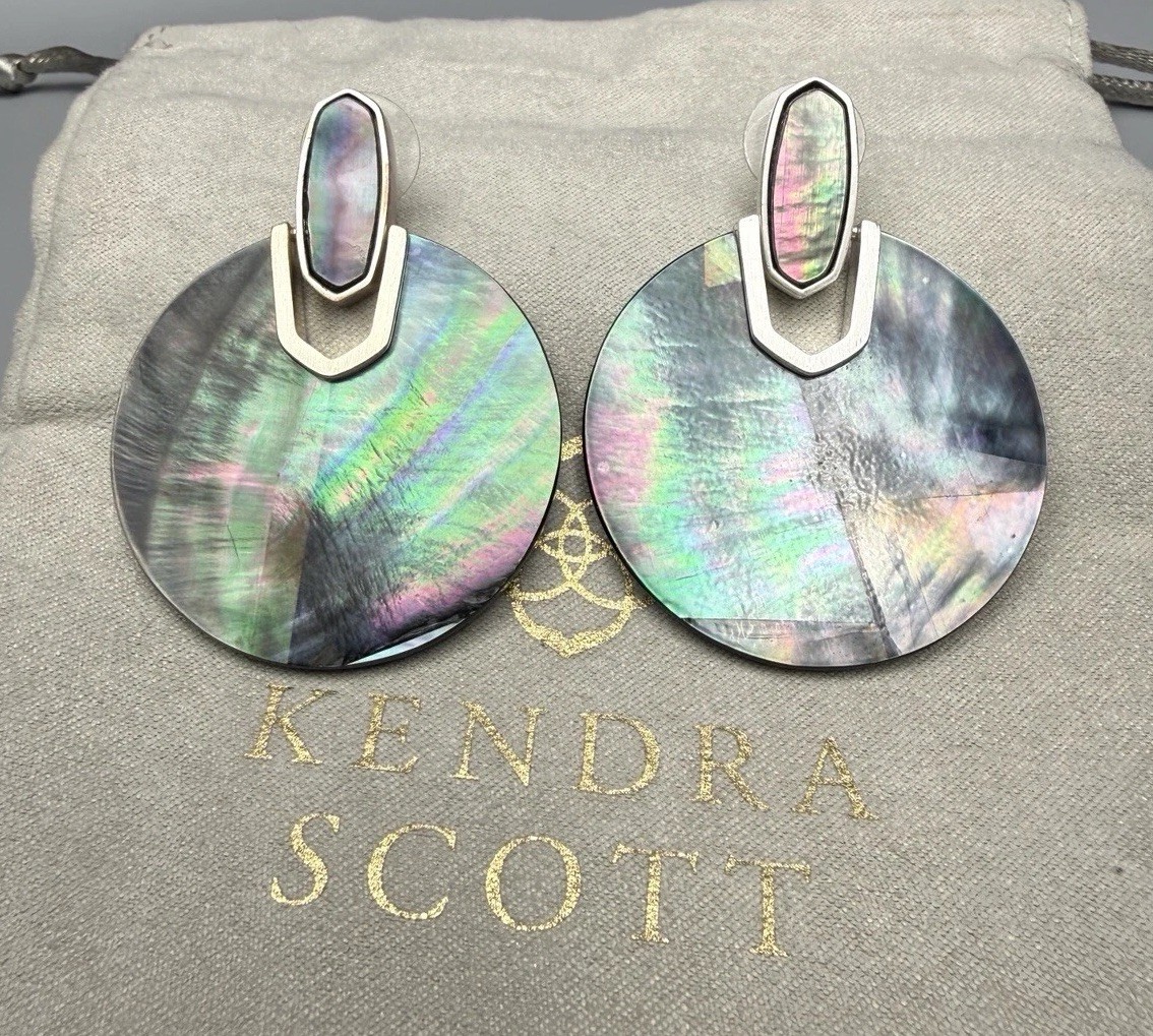 Kendra Scott Signed Didi Silver Statement Earring… - image 1