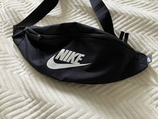 Image of Nike Heritage Bum Bag Cross Body Adult Black Zip Pocket Hip Waist Travel Pouch
