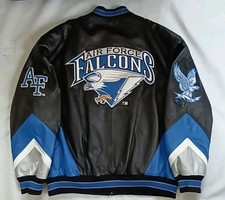 VINTAGE RARE AIR FORCE FALCONS  FULL ZIPP BOMBER STYLE LEATHER JACKET SIZE L