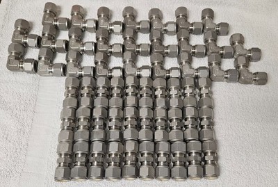 Lot 55 New SSP ISSG8 Stainless 1/2'' Tube Union Elbow Fittings Griplok Swagelok