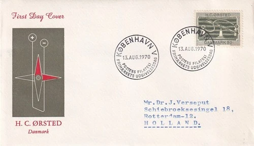 SA25d Denmark 1970 The 150th Anniv of Electromagnetism Discovery , FDC