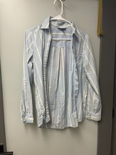 Express Blue Stripe Mens Button Front Long SLeeve Shirt Size S