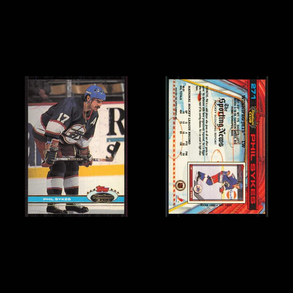 Phil Sykes #271 1991 Topps Stadium Club Winnipeg Jets Hockey Card NHL NM - Image 3 of 3