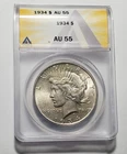 1934 Peace Silver Dollar 90% Silver $1 US Coin ANACS AU Nice Coin