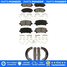 Front Rear Semi-Metallic Brake Pads Parking Shoe Kit For 2011-2017 Honda Odyssey