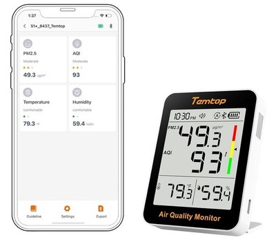 Thermometer Hause Hygrometer Luft Messgerät Luftfeuchtigket AQI PM2,5 Magnet USB