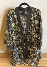 Karl Lagerfeld Paris Women's Sheer ?imono Cardigan Size M Black Green