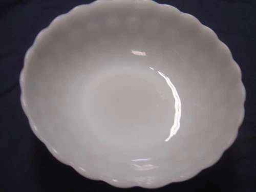 Vintage Anchor Hocking White Milk Glass Bubble Pattern Serving Bowl 8.25 Inches