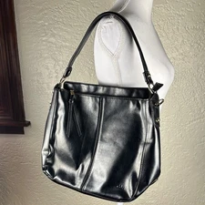 Sleek Black Faux Leather Shoulder Bag