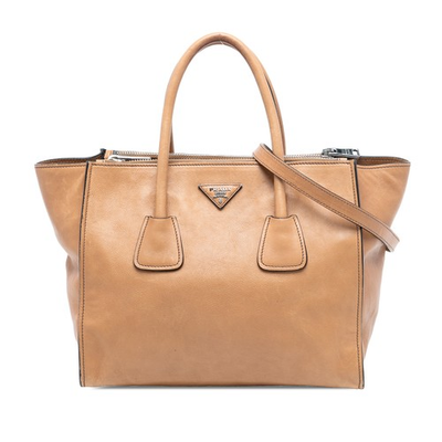 #ad Authenticated Prada Glace Calf Twin Pocket Double Handle Light Brown $496.89