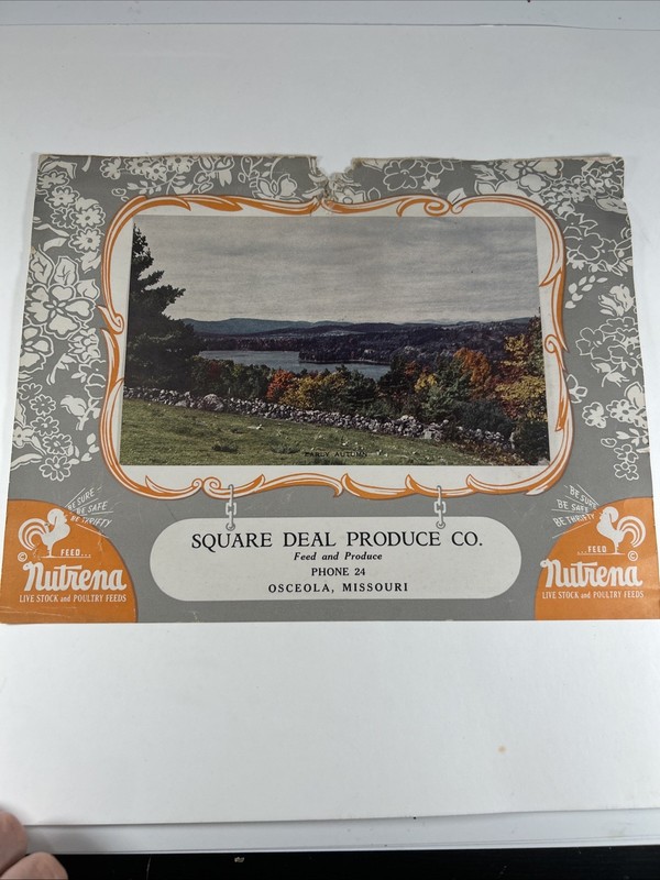 Vintage Nutrena Feed Calendar Top-Square Deal Produce-Osceola, MO