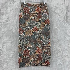 Vintage California Concepts Skirt Juniors 7 Floral Boho Cottage Button Denim