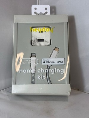 heyday 2-Port USB-A USB-C Wall Charger + 6' Lightning USB-C Cable MFi Certified