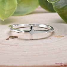 Sideways Cross Ring, Solid 925 Sterling Silver Cross Ring, Christian Ring, Girl