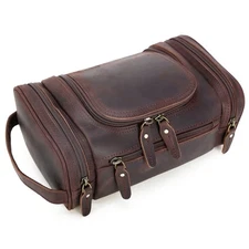 Polare Toiletry Bag Full Grain Leather Shaving Kit Dopp Kit Travel Case Wash ...