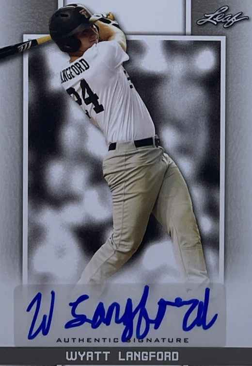 Wyatt Langford Rookie Auto PSA 8/10 -2019 Leaf Perfect Game-Rangers Gators-Pop 3 - Image 4 of 4