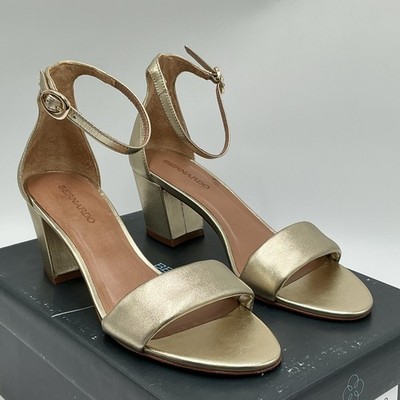 Bernardo Bowie Sandals Women's US 9M Champagne Glove Leather Block Heel Ebay2269