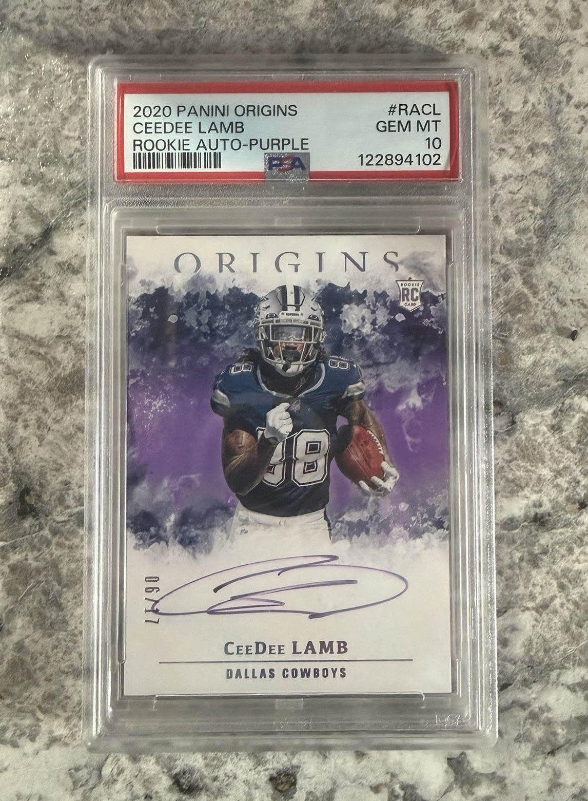 CeeDee Lamb Panini Origins Rookie Autographs #RACL Purple