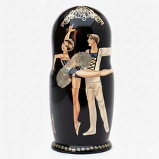 Signed Russian Nesting Doll 'KHLAPOVA' Hand Painted BALLET Figure Matryoshka