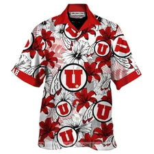 Utah UteShirt Football Hawaiian Shirt Aloha Summer Beach Button Down For Men