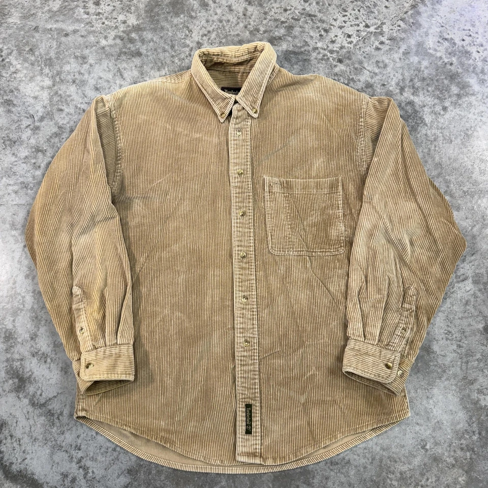 Timberland Shirt Mens Large Tan Corduroy Button Down Weathergear Pocket 90s Work - Image 2 of 4