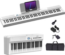 Ohayo Upgraded 88-Key Folding Piano Keyboard Full Size, Semi-Weighted White