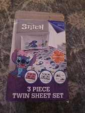 NEW Disney STITCH 3pc Twin Sheet Set 1 Fitted 1 Flat 1 Pillowcase Microfiber