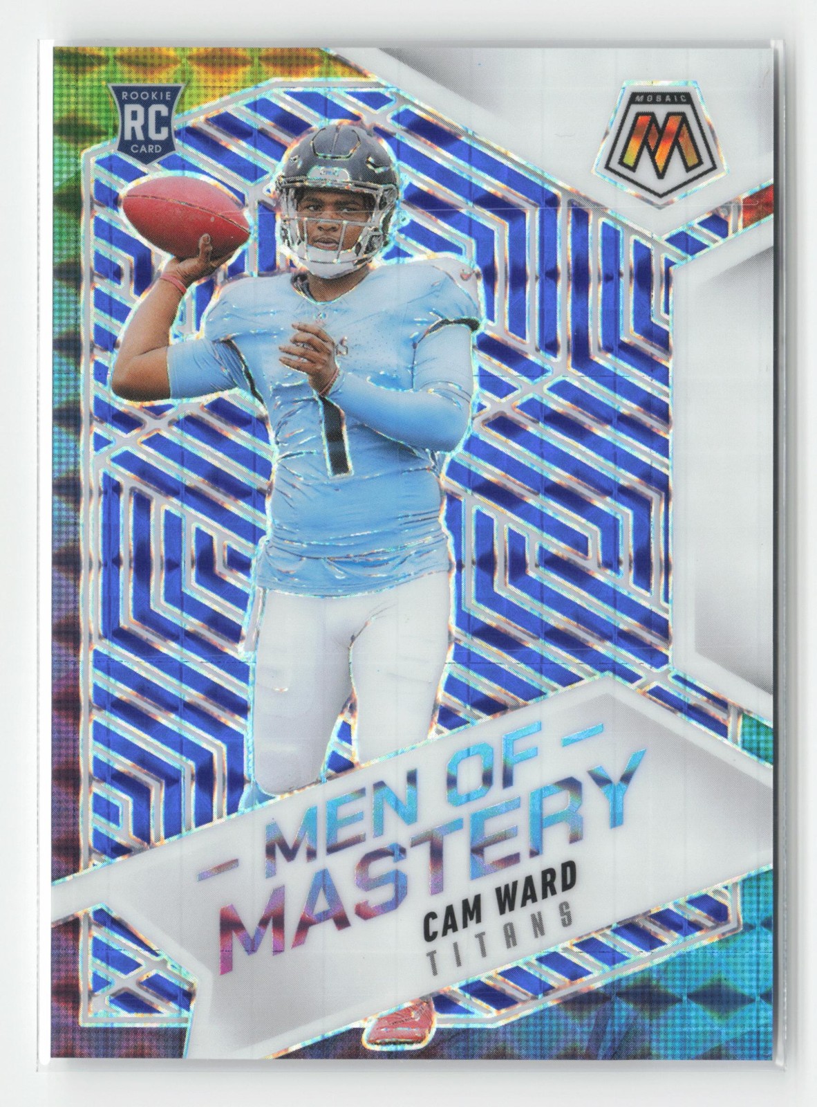 Cam Ward 2025 Panini Mosaic #17 Men of Mastery Mosaic Blue #/99