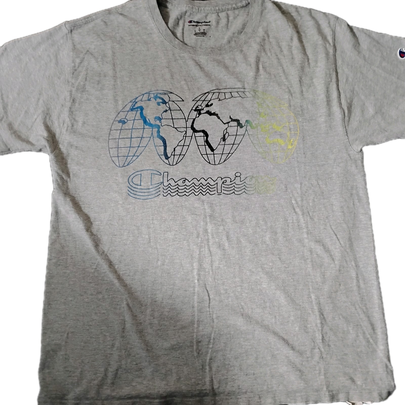 Mens Champion Tee Size Large Short Sleeve Gray