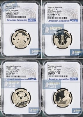 2025 S REVERSE PROOF AMERICAN INNOVATION TX FL AR MI NGC PF70