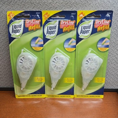 Lot of 3 Refill Liquid Paper Mate Dryline 80047 Correction Tape 5mm x 12m White