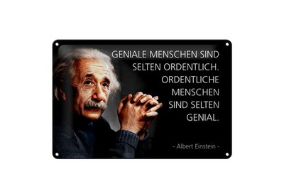 Blechschild Zitat 20x30 cm Einstein Geniale ordentliche Menschen Deko Schild