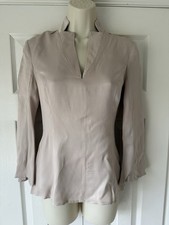 BNWT Karen Millen Champagne Satin Notch Neck Top Size XS