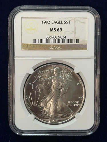 1992 American Silver Eagle NGC MS69- Brown Label