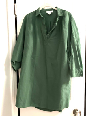 Pomander Place Tuckernuck Polly Green Shirt Dress M Preppy Pockets Boho Classic
